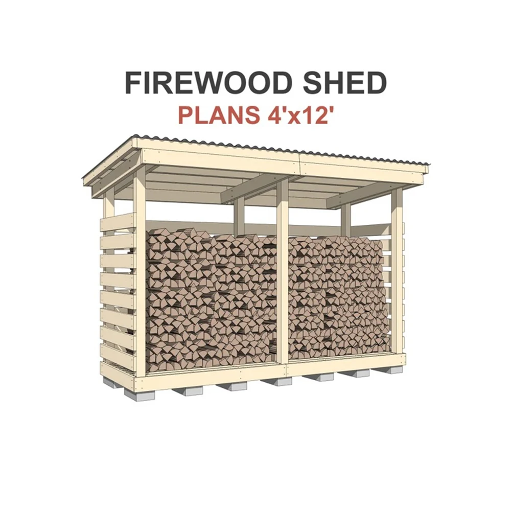 

Firewood Shed Plans – DIY 4x12 Woodshed for 2.3 Cords of Firewood | Wood Storage Shed Plans