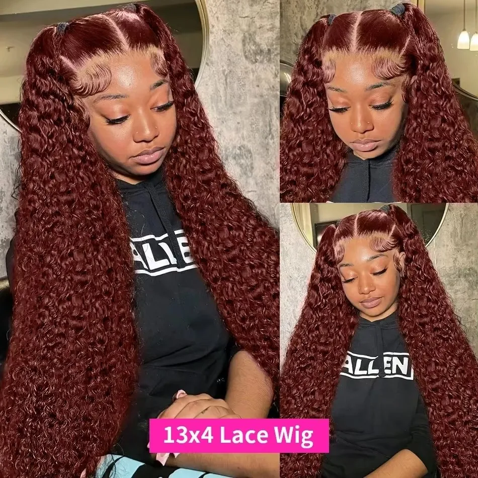 220% Reddish Brown 13x4 Deep Wave Lace Frontal Wig 30 34 inch Brazilian Loose Curly 13x6 HD Lace Front Human Hair Wigs For Women