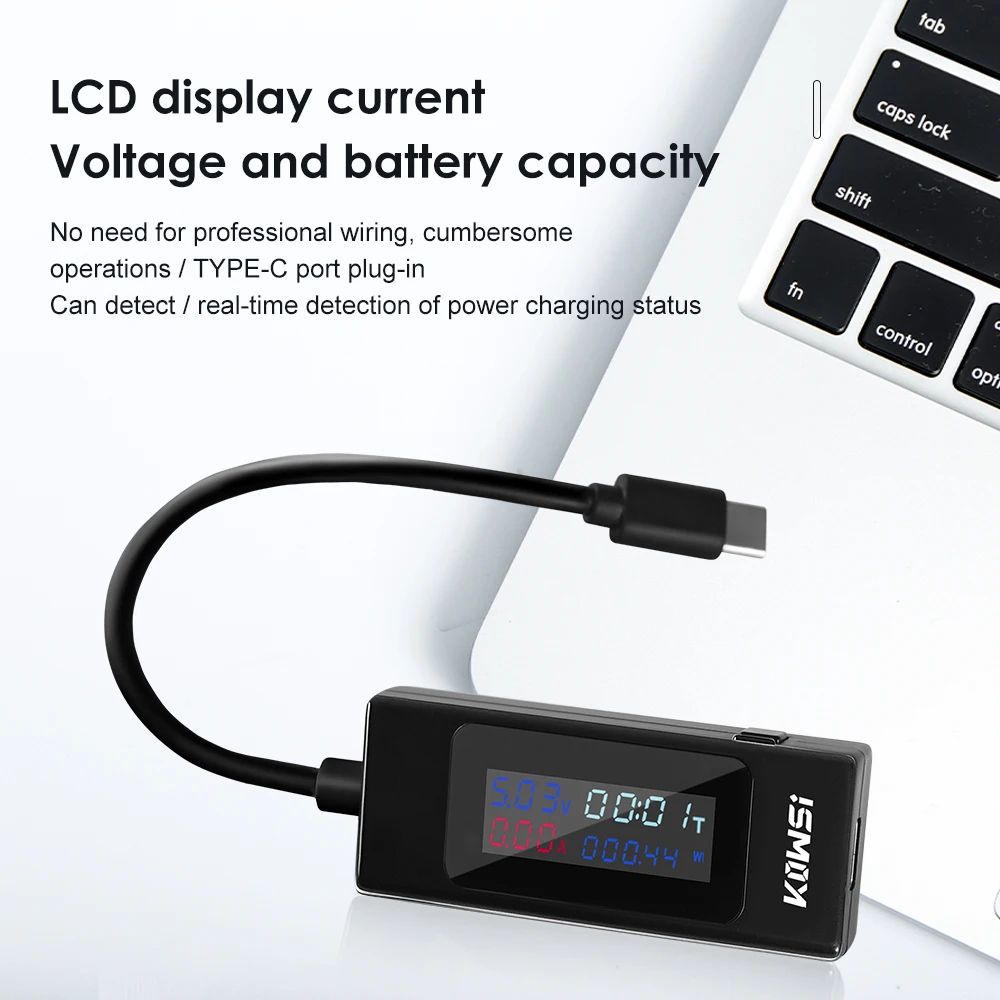 LCD USB Tester Type-c Current And Voltage Metter Ammeter Voltmeter Battery Capacity Tester 4V-30V Fast Charge for Mobile Phone