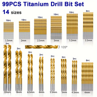 99Pcs 1.5mm - 10mm Titanium Coated Drill Bits HSS High Speed Steel Drill Bits Set Tool High Quality Power Tools