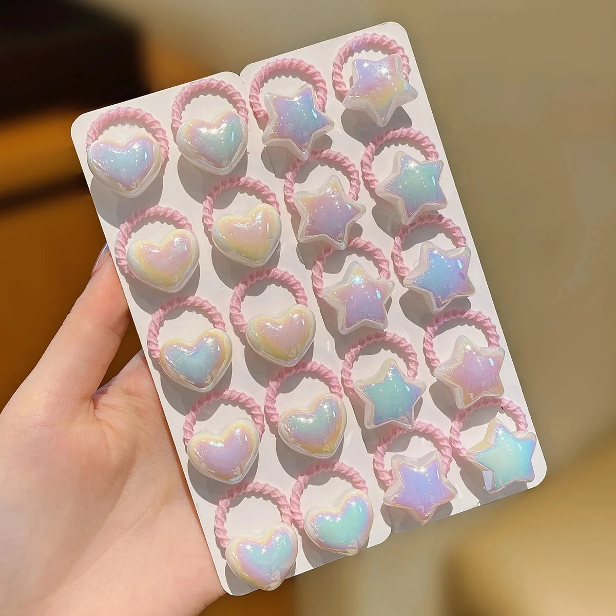 Anneaux de cheveux blanc perle pour petites filles, bandes d'amour, accessoires pour enfants, 20 étoiles