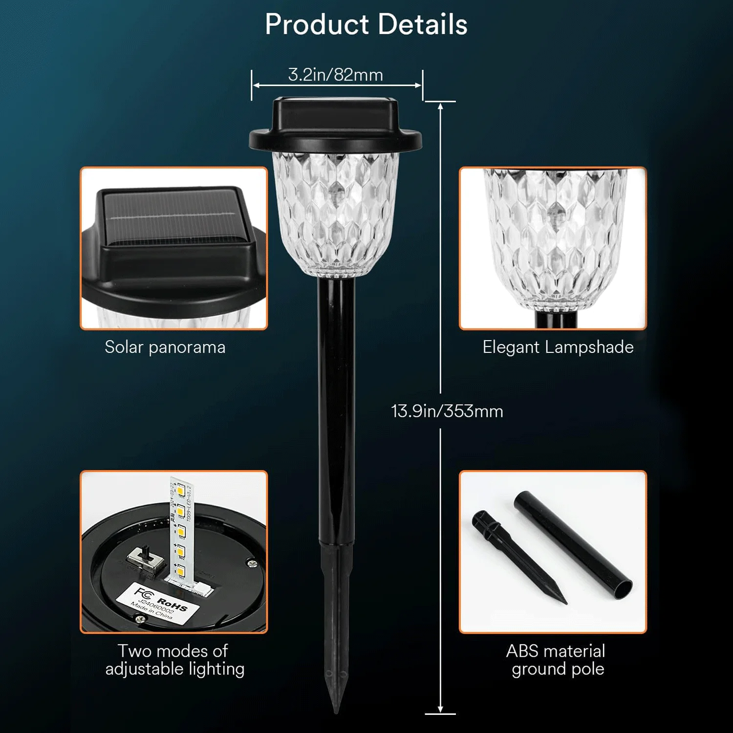 Solar Pathway Lights Outdoor 6 Pack, RGB Color Changing, Led Solar Lights for Waterproof, Solar Landscape Path Lighting for Yard