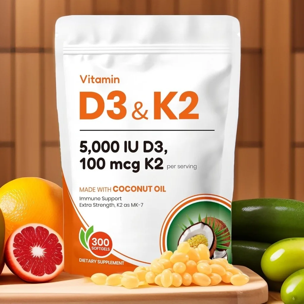 

Витамин D3 K2 2-в-1 Corefeel с кокосовым маслом, способствует усвоению кальция и здоровью костей, легко растворяется в воде.