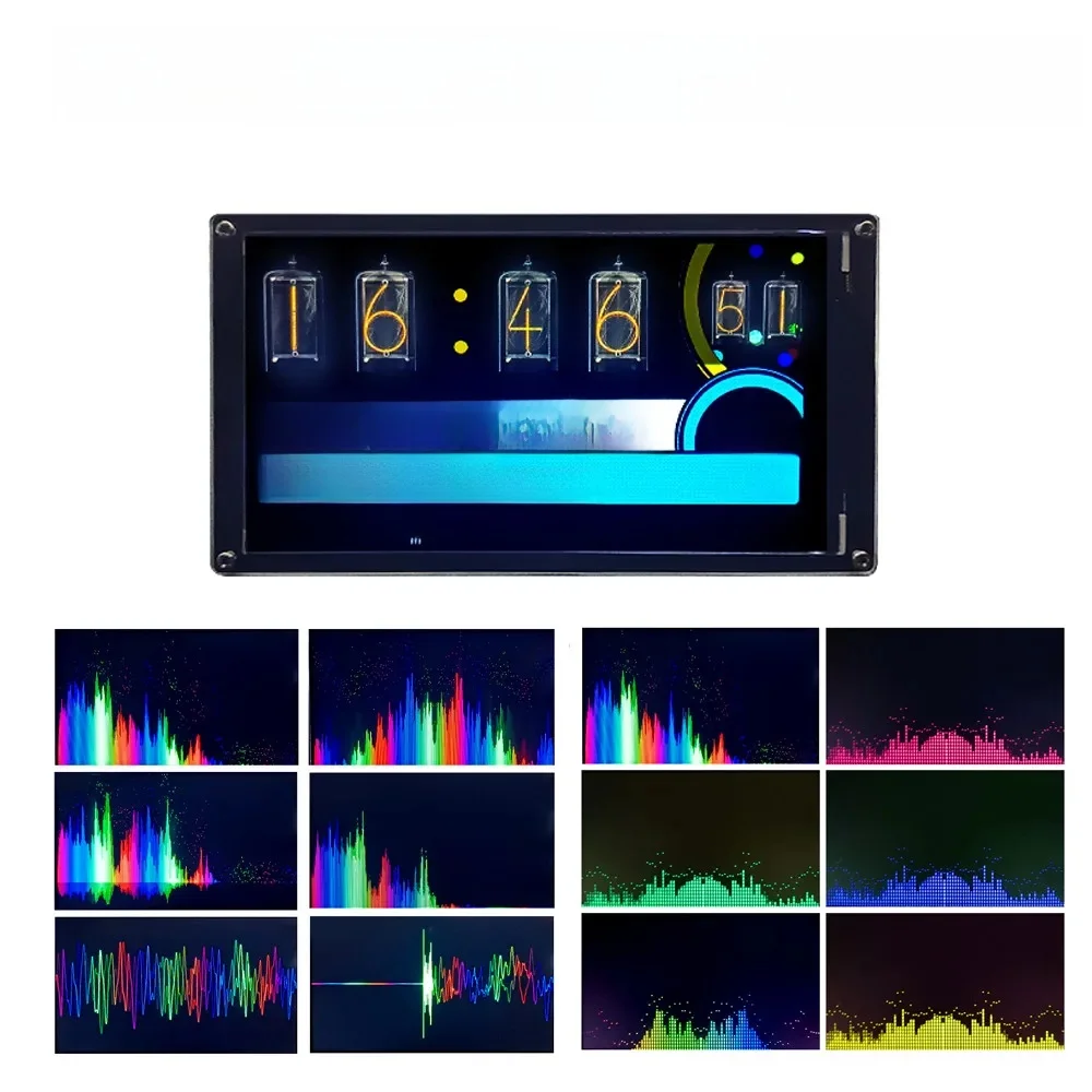 5 "IPS LCD ekran wyświetlacza widma muzycznego WIFI zegar Pickup sterowanie głosem analizator audio wskaźnik poziomu rytmu + pilot — zdjęcie 2