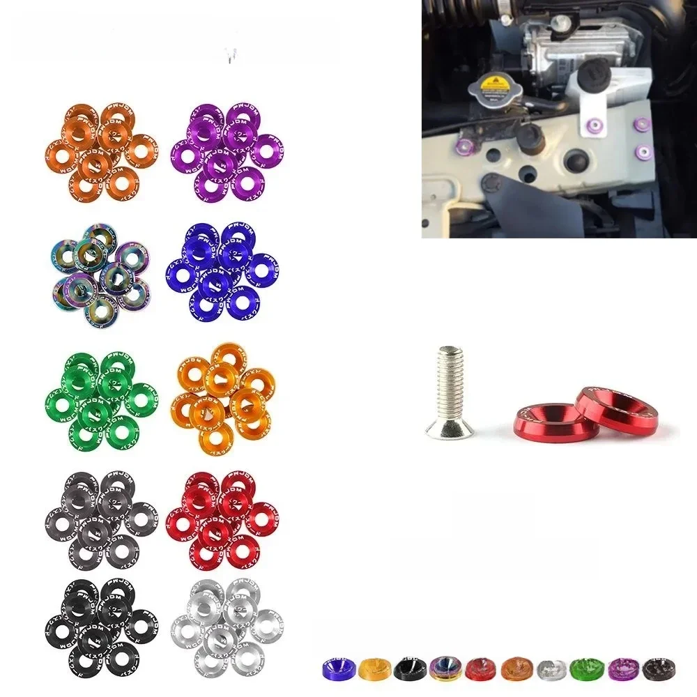 Fixations hexagonales modifiées pour voiture, rondelle de garde-boue, moteur de pare-chocs JDM, vis concaves en aluminium pour Honda LBJ-1001, universel M6 10 pièces