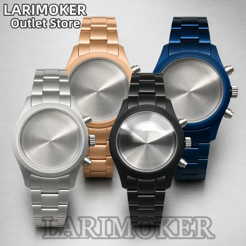 LARIMOKER 38mm Multifunction Pilot Watch Case With Matte Stainless steel Sapphire Glass Suitable For VK63 VK67 Quartz Movements