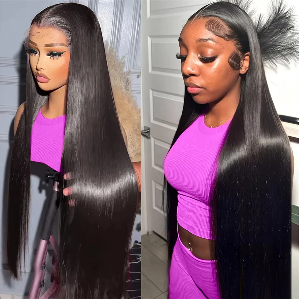 

250 Density Straight HD 13x6 Lace Frontal Wigs Human Hair Natural Black Wig Brazilian Transparent 13x4 Lace Front Wig For Women