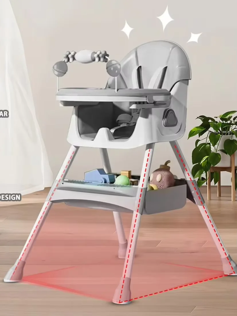 Opvouwbare kinderstoel (6+ maanden): Groot antislipkussen, speelgoedrek en gemakkelijk schoon te maken voedingsontwerp – Model E500 - afbeelding 2