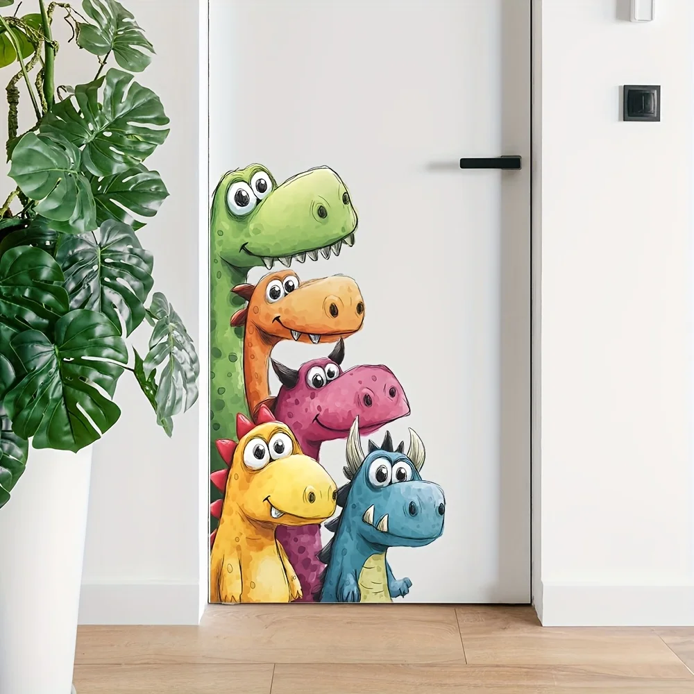 1Pc Fun and Cute Colorful Dinosaur Adventure, Tyrannosaurus and Stegosaurus Wall Sticker, Self-Adhesive Pvc Home Decoration Sticker, Suitable for Bedroom, Kitchen, Bathroom, Living Room, Cabinets, Doors, Windows, and Wall Decals, Fun and Attractive Stickers That Are Practical and Easy to Use, Creating a Warm and Fun Space, a Creative and Thoughtful Gift for Family, Friends, and Loved Ones