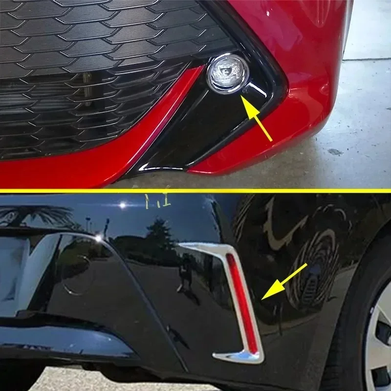 Front + Rear Chrome Fog Light Lamp Cover Trims Surrounds For 2019 2020 2021 2022 Toyota Corolla Hatchback Sport