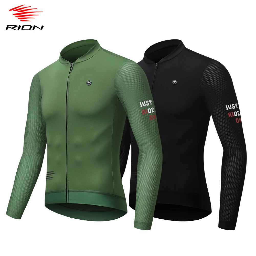 RION Men's Cycling Jersey Long Sleeves Jerseys Mountain Bike MTB Shirts Road Riding Pro Bicycle Clothes Breathable Motocross Top