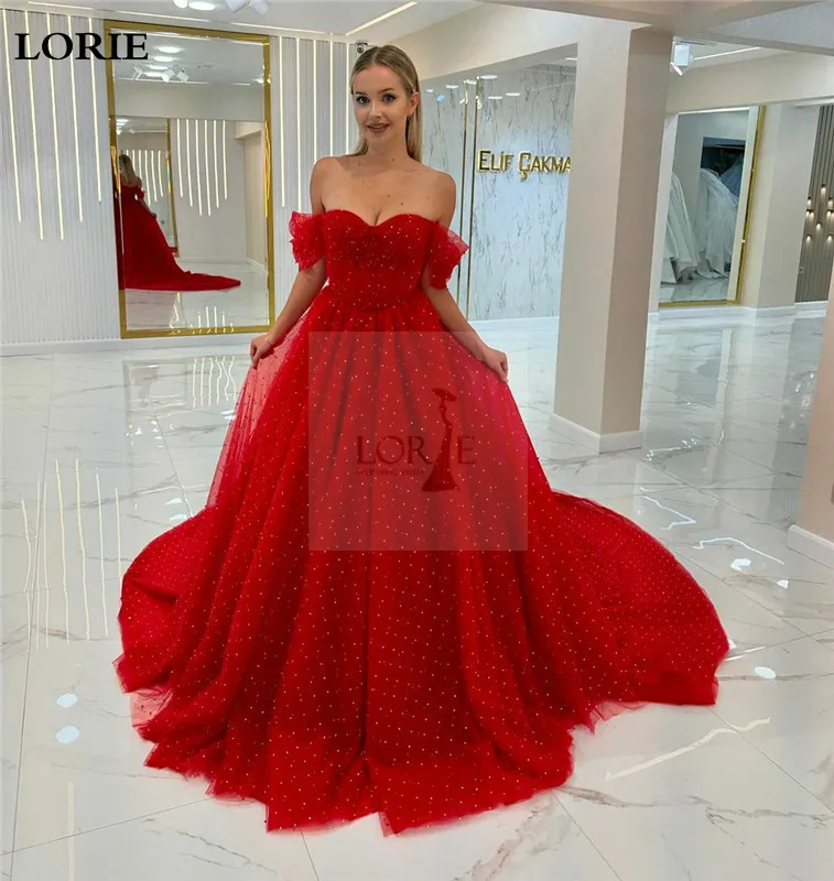 LORIE-vestido de novia de corte en A para mujer, traje de novia rojo con corsé, escote Corazón, 2024