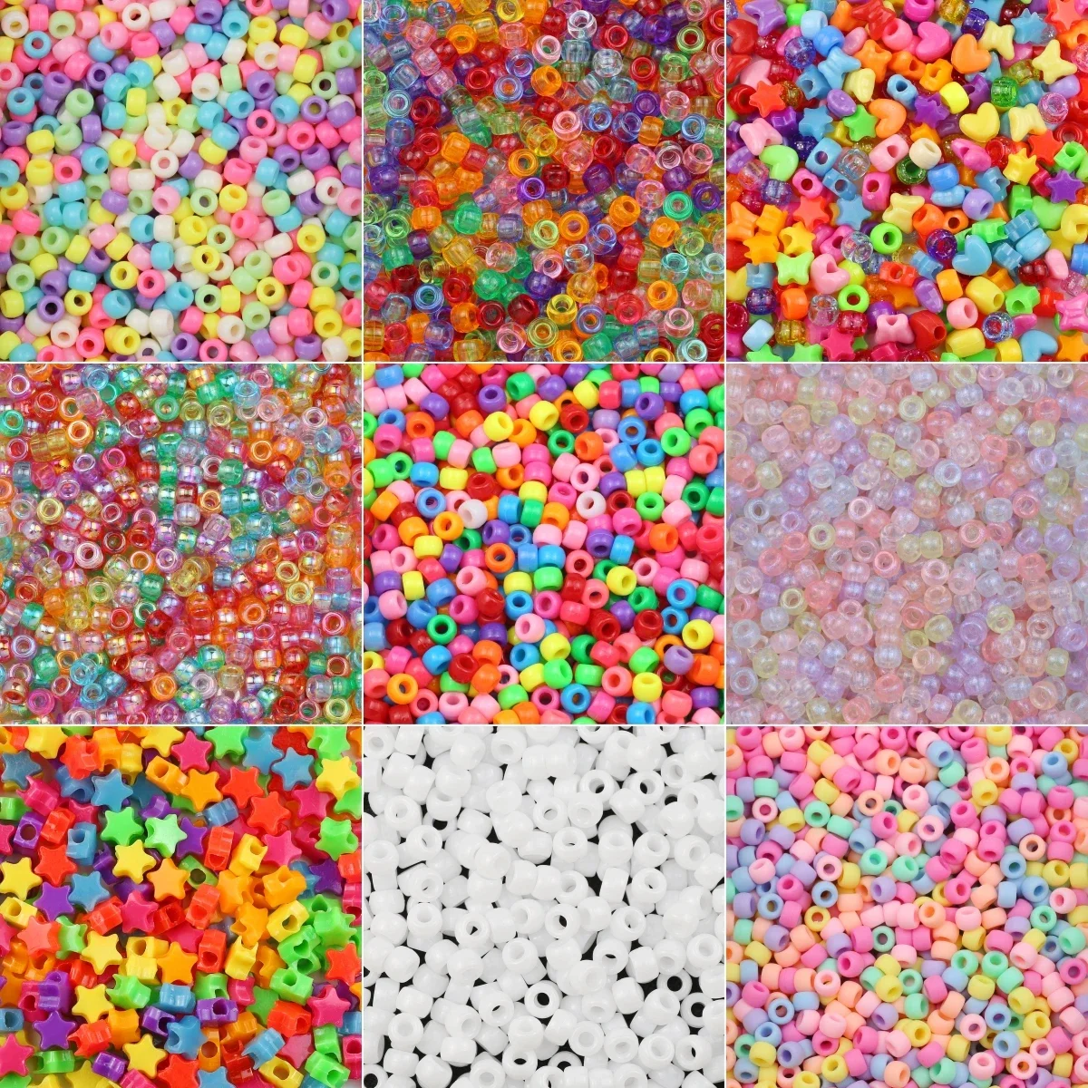 1000 Stuks Multi-gekleurde Groot Gat Pony Kralen Voor Sieraden Maken Diy Kids Ambachten Vriendschap Armbanden Kralen Sleutelhangers Levert - afbeelding 2