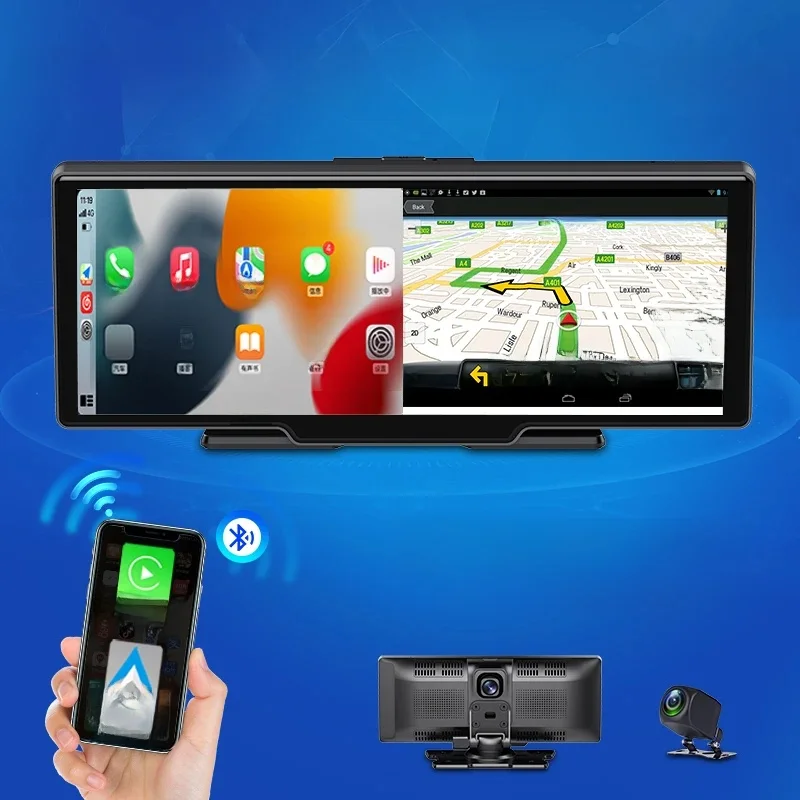 10.26 Inch Wireless Carplay Android auto Car DVR Dash Camera Bluetooth WiFi Recording 4K HD 1080P APP Control Multimedia Player