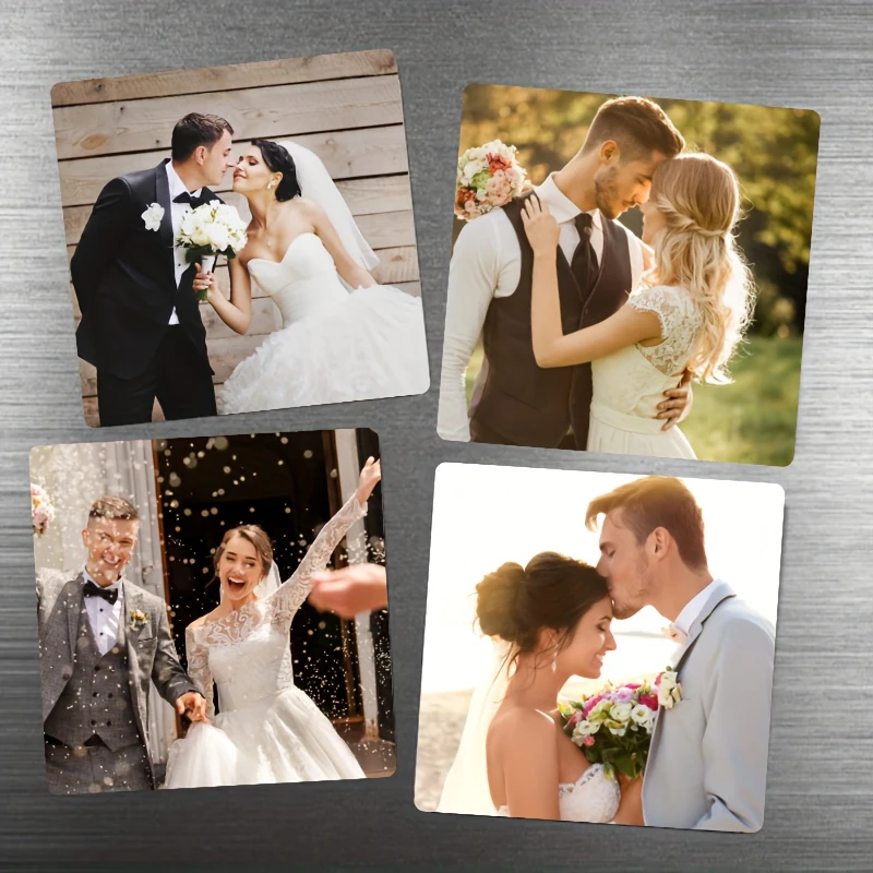Personalized 15.01cm Square Photo Magnets Custom Text Kitchen Microwave Wall Decor Holiday Family Commemorative Gift