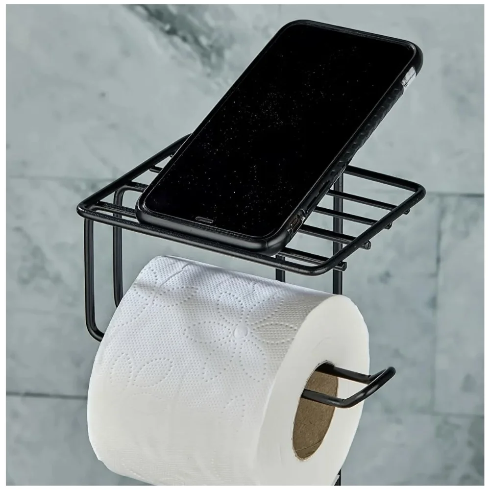 Black Round Stand Redundant Multi-Purpose Wc Paper Holder - Black Round Home Bathroom Toilet Tools Useful Stylish Design Gift D