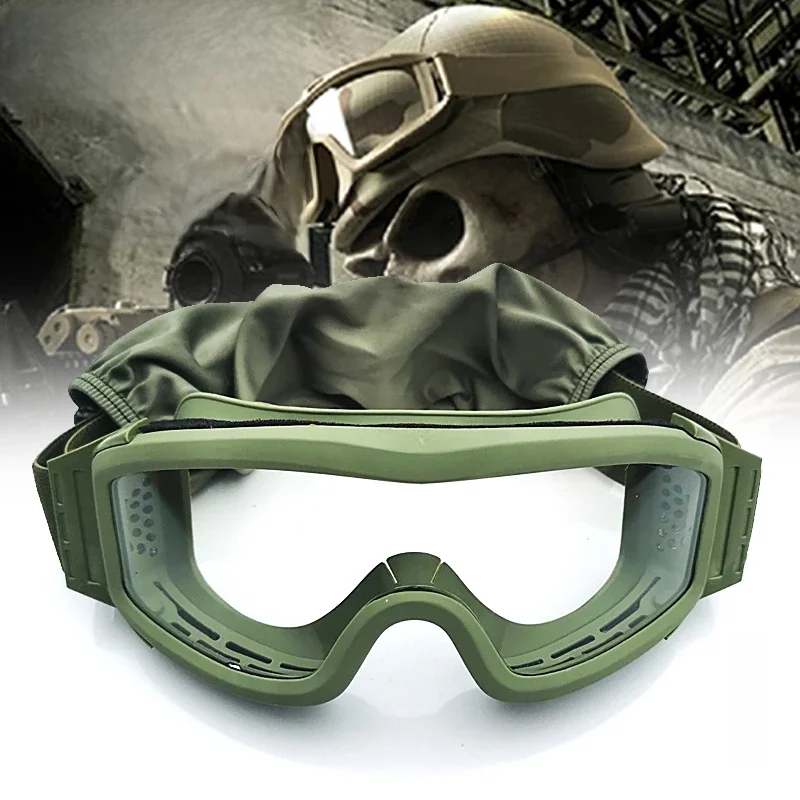 Wojskowe gogle taktyczne wiatroszczelne Airsoft okulary do paintballa męskie damskie okulary do gier wojennych Camping piesze wycieczki zapobieganie piasku UV400 — zdjęcie 2