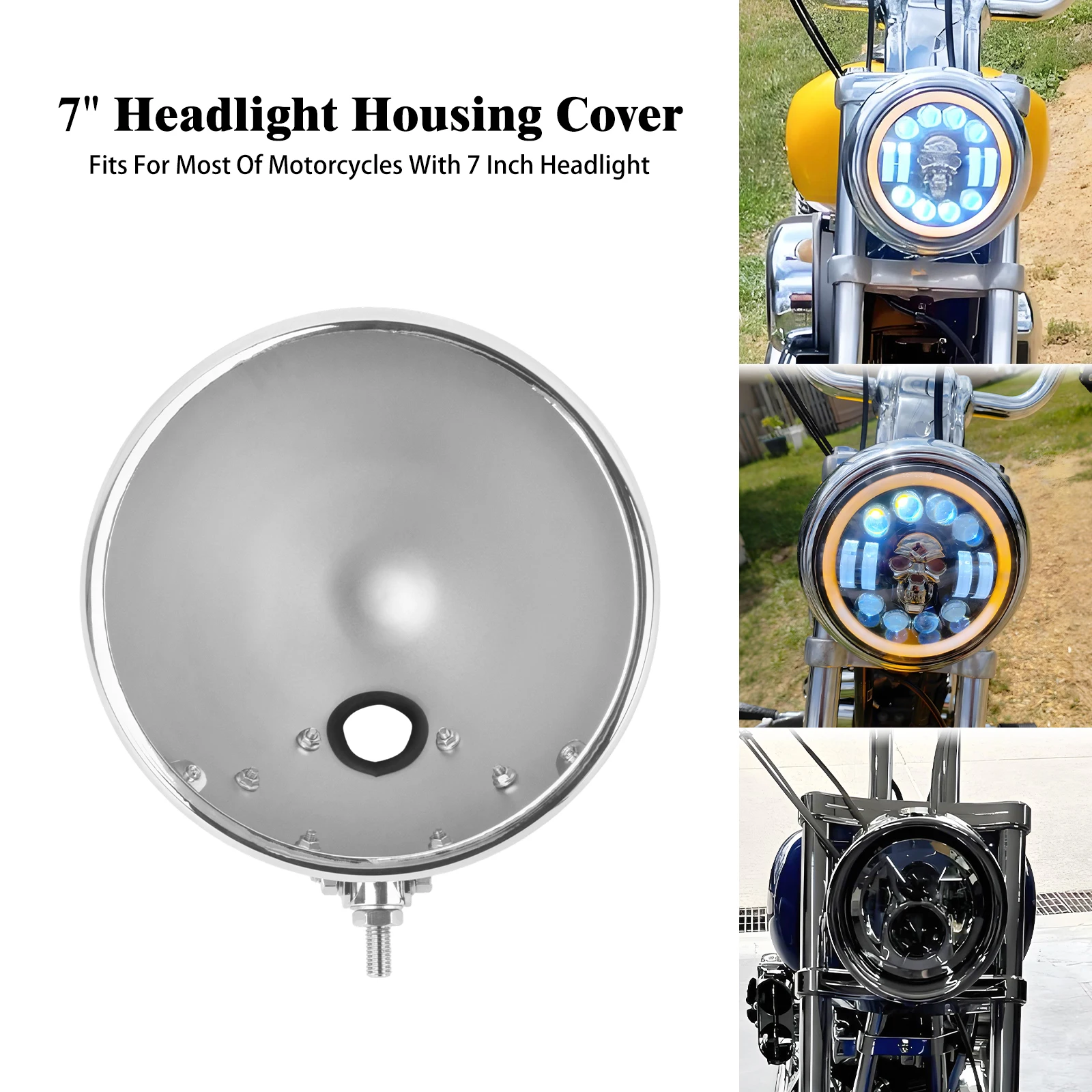 Motorcycle 7'' Headlight Housing Cover  Universal Fits motorcycle with 7'' headlight