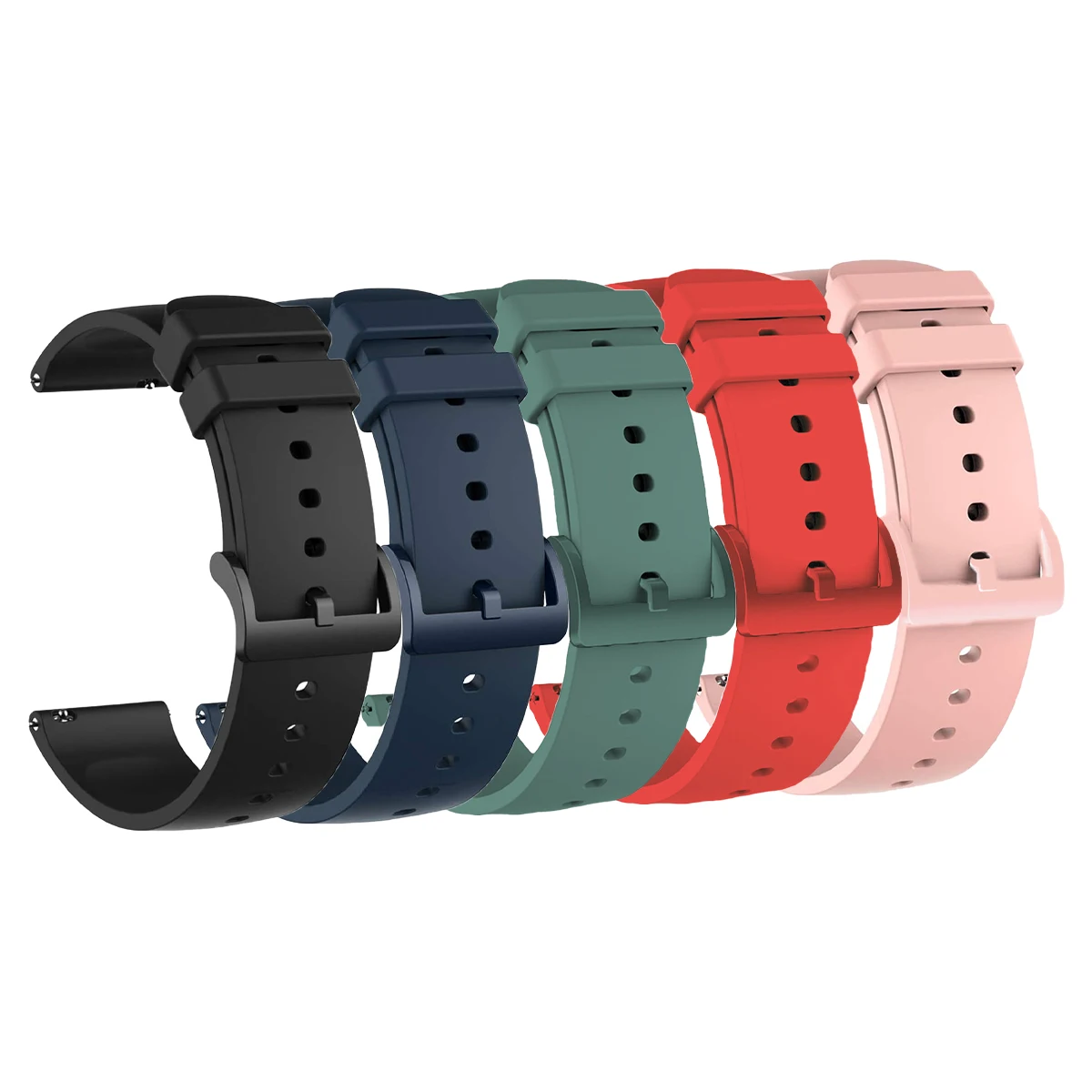 Silicone strap 20mm and 22mm, compatible with Amazfit GTS/GTS 2/2 Mini/2e/GTS 3/4 Mini/Bip 3/3 Pro/Bip/Bip Lite/Bip S/Bip U/GTR 42mm, 20mm silicone replacement sports bracelet