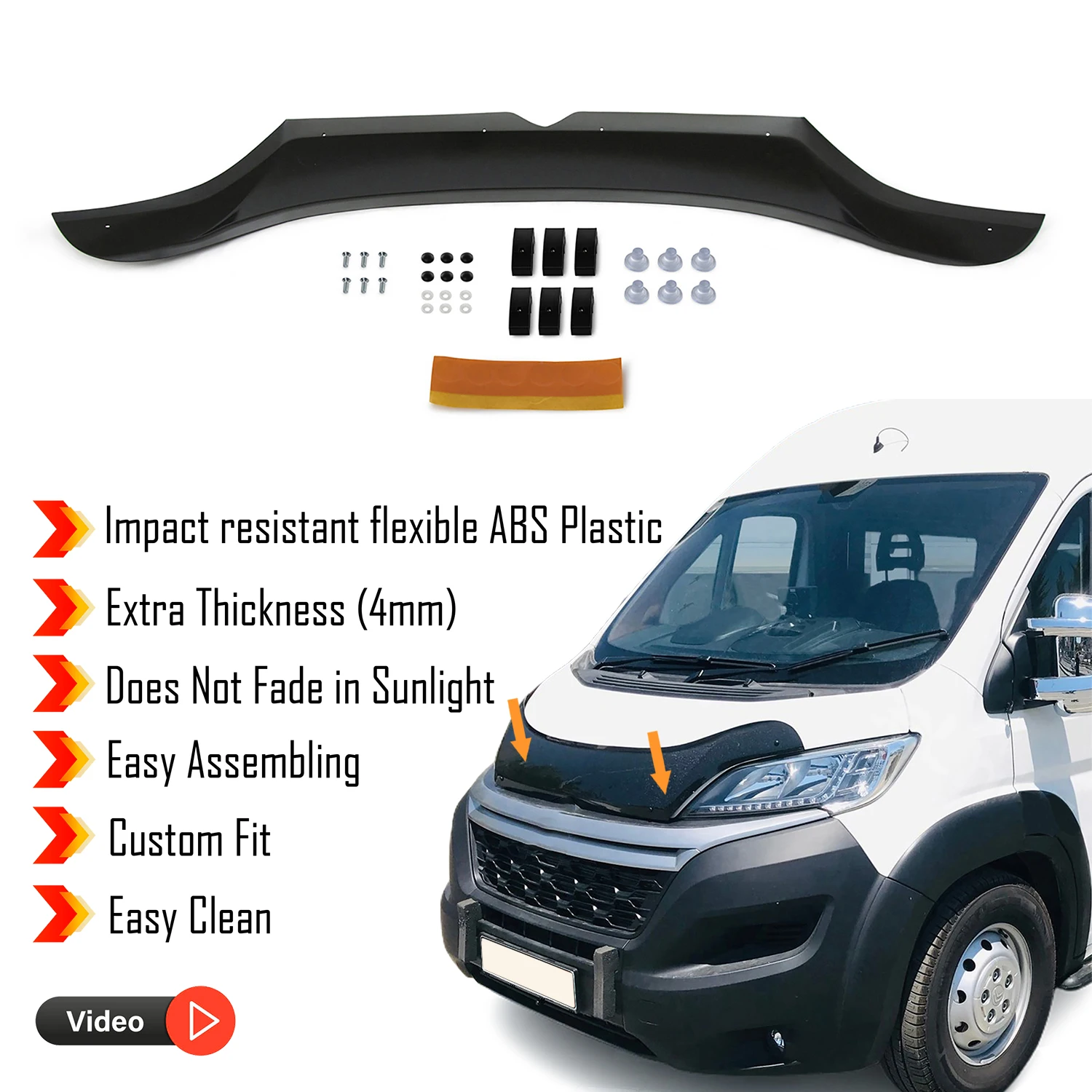 Hood Deflector Guard for Citroen Relay (2014+) Bug Shield Bonnet Protector / 4 mm thickness and ultra-durable material