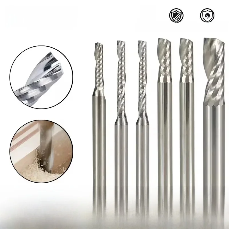 XCAN frez węglikowy pojedynczy flet frez 3.175 4 6mm Shank jeden flet spiralny pcv frez CNC frez — zdjęcie 2