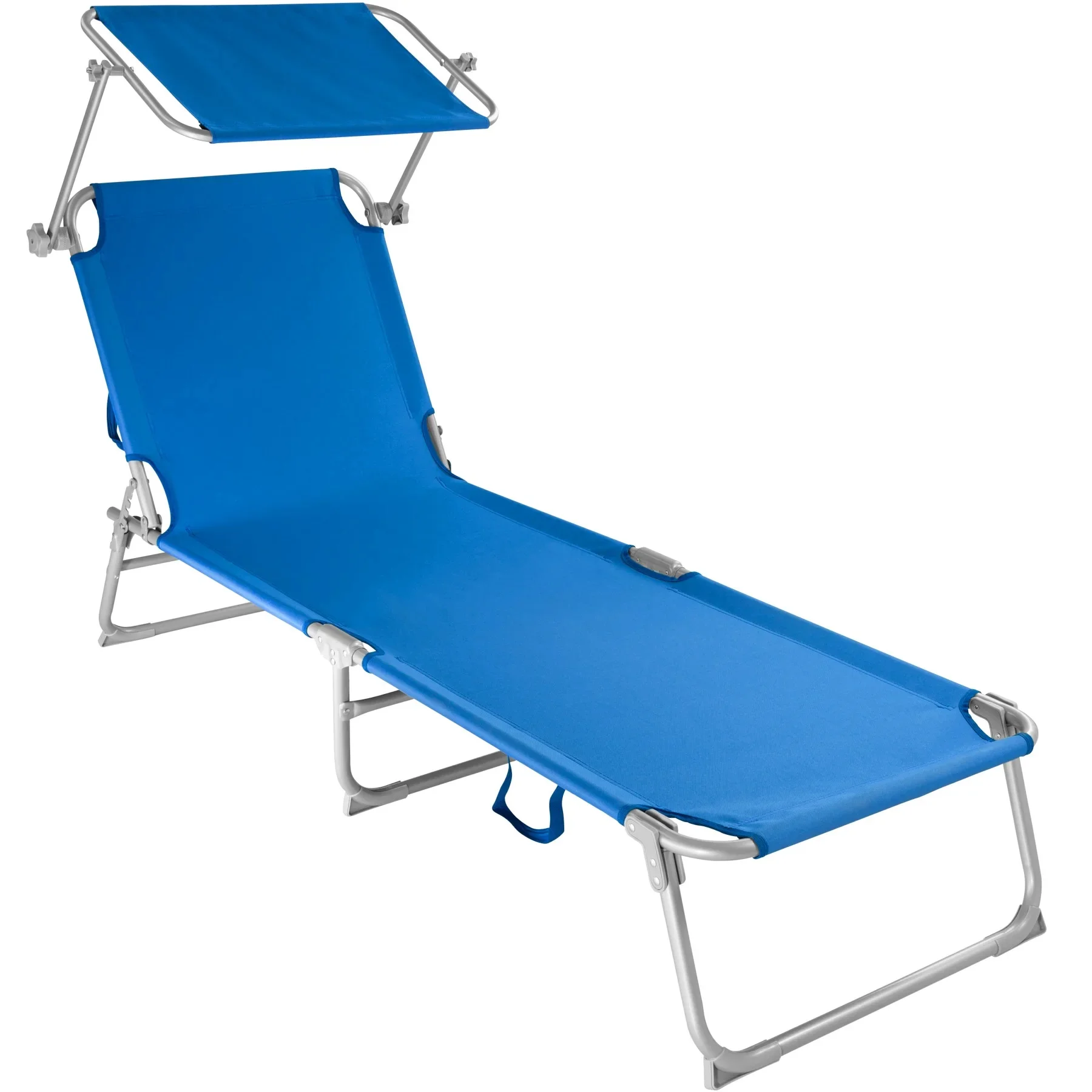 Tectake - Tumbona con 4 posiciones | Respaldo ajustable en 4 posiciones | Tumbona de jardín plegable | Tumbona de playa con parasol | Con 2 asas para transportar | Medidas totales (largo x ancho x