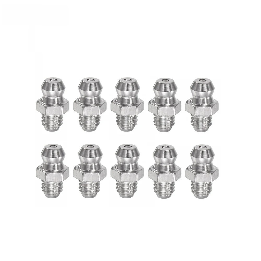 Coupleur de pistolet à graisse, raccords de connecteur en acier, mamelon de graisse M6, outils de remplissage de voiture hydrauliques droits, raccord de graisse, 10/20 pièces