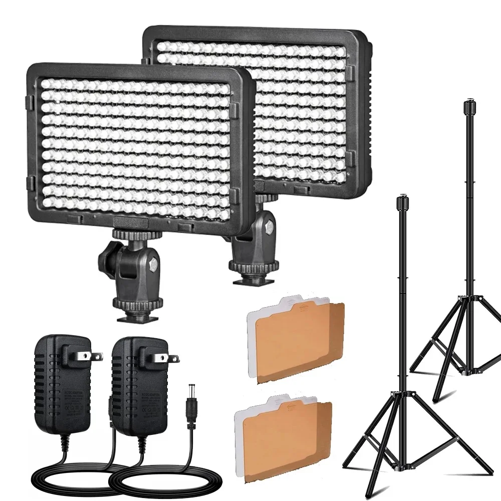 2pack 176 LED Studio Streaming lumières photographie vidéo Kit d'éclairage Photo lumières pour appareil Photo enregistrement vidéo photographie