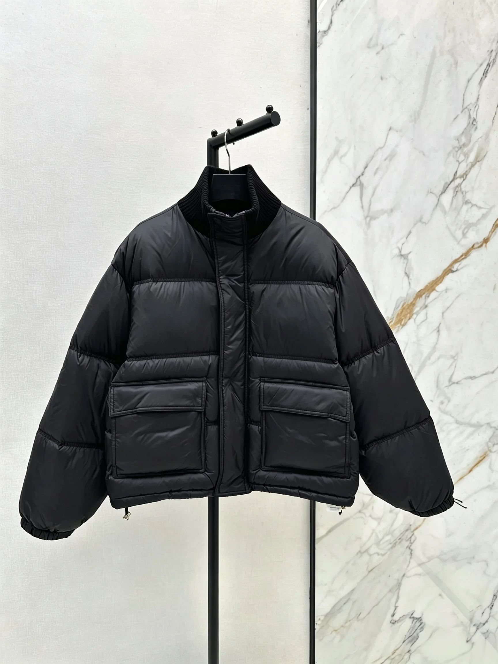2026 Women Winter Stand Collar Cargo Pocket Short Puffer Jacket ZX5707