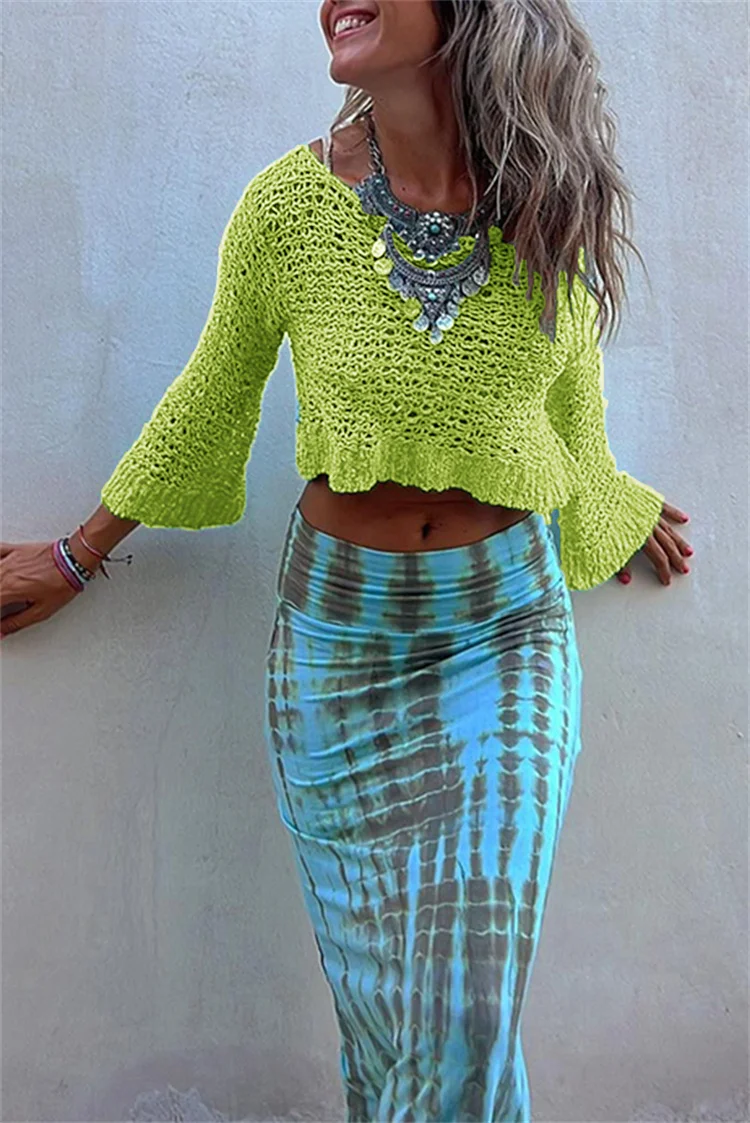 Women's Knit Blouse Crop Top Sexy See-through Sheer Crochet Bikini Cover up Sunscreen Shawl Cape Pullover Thin Sweater Blusa