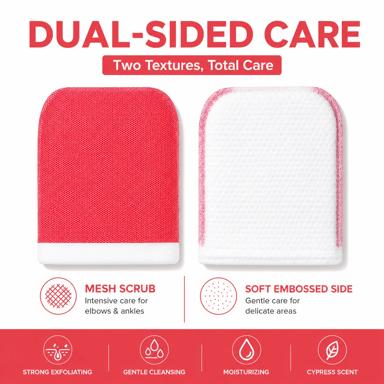 MOM'S BATH RECIPE Body Peeling Strong Pad, Korean Exfoliating Bath Mitt, Double-Sided Shower Scrub Glove for Dead Skin Removal
