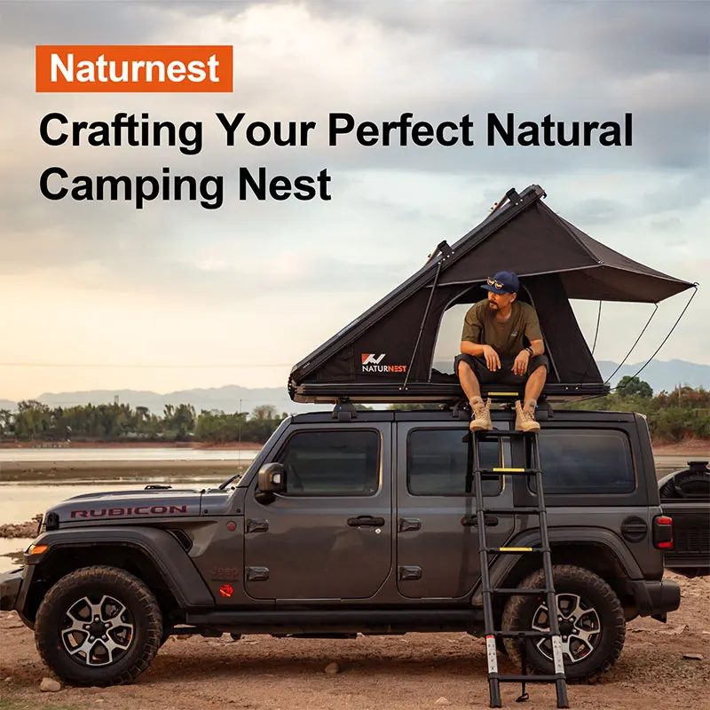 Naturnest Aluminum Pop Up Rooftop Tent For Camping with LED Light, Rooftop Tent Hard Shell Roof Tent For Truck Car Jeep SUV, Ten