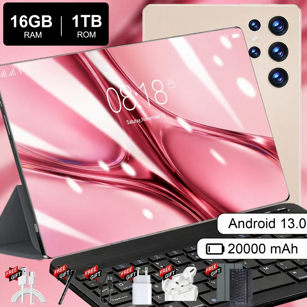 Tableta PC Android 13 versátil de 10,36 pulgadas, con procesador de 14 núcleos, 16 GB de memoria RAM y 1 TB de almacenamiento, batería de