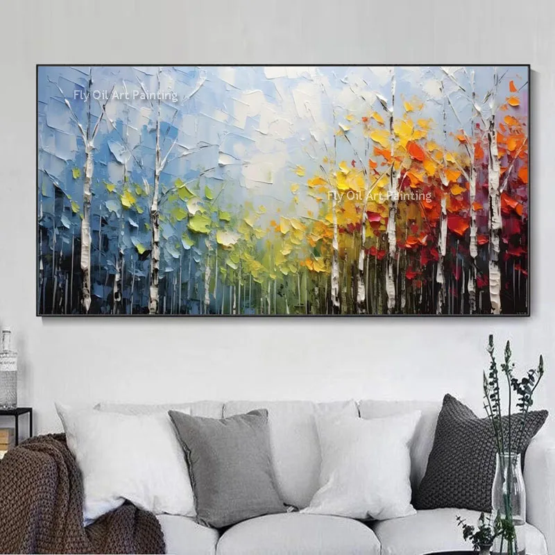 

Abstract Forest Oil Painting On Canvas Handmade Landscape Painting Living Room Home Decor Textured Colorful Wall Art Decor