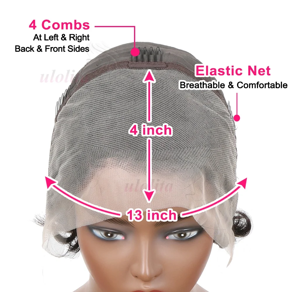 Pixie Cut 13x4 Transparent Lace Front Wigs For Women Short Bob Wig Brazilian Pre Plucked Lace Frontal Human Hair Wig 200 Density image 6