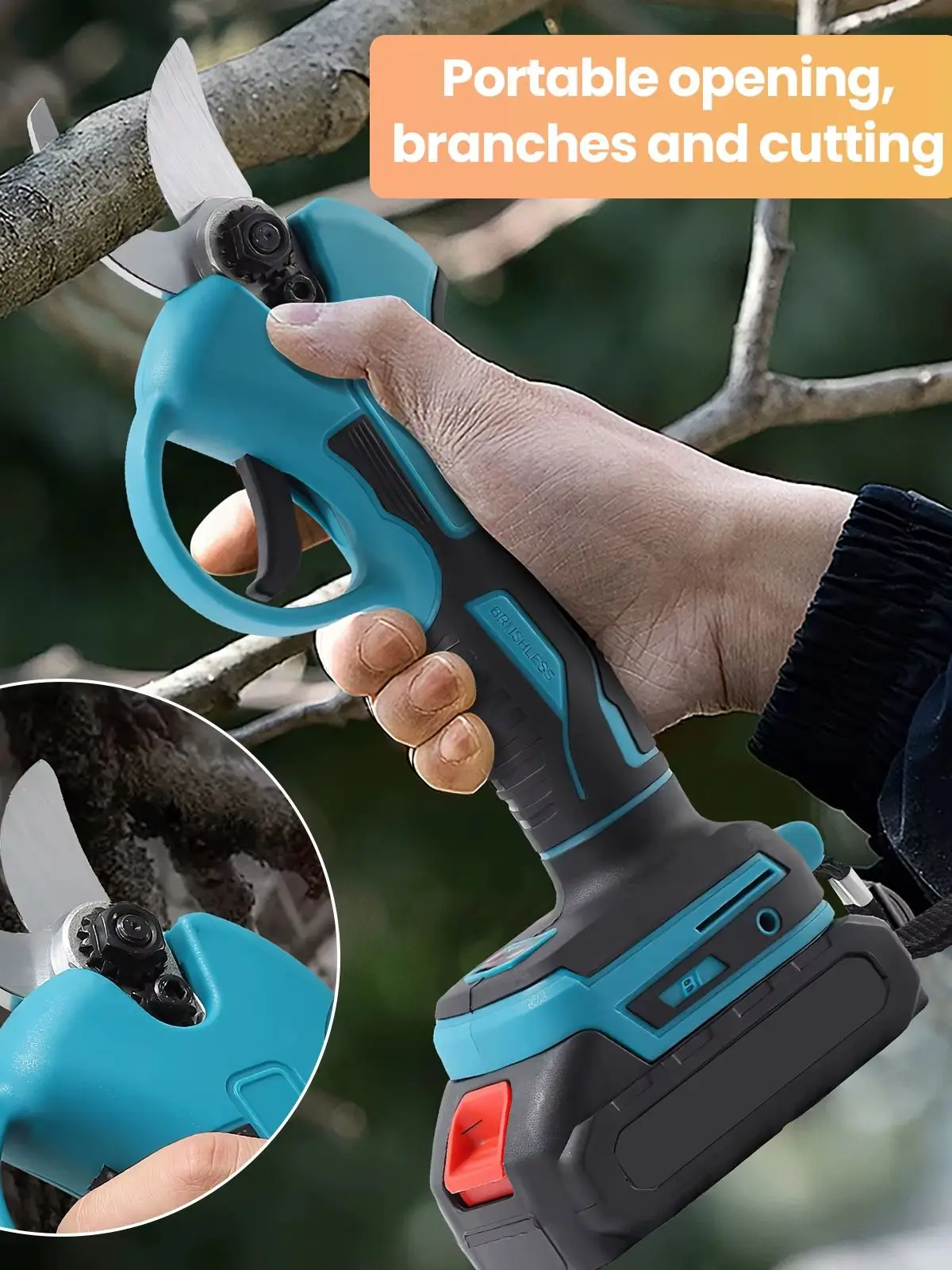 Tragbare Kabellose Bürstenlose Elektrische Astschere, 21V Wiederaufladbare Professionelle Astschere für Garten- und Obstbausanwendungen