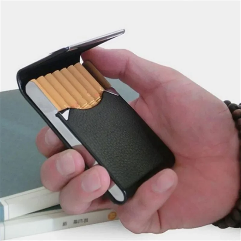 Étui à cigarettes multifonction en acier inoxydable, boîte de rangement de cigares en PU, porte-tabac, 1 étuis à cartes PC, accessoires pour fumer