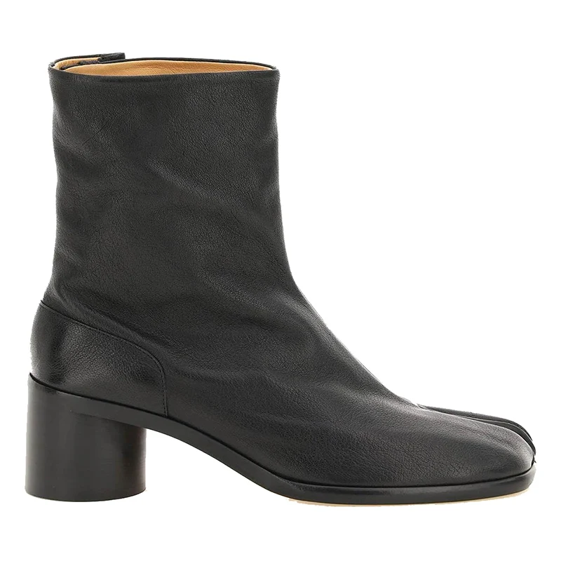 Genuine Leather Unisex Tabi Ankle Boots 6cm High Heels Women Men’s Women’s Split Toe Boots Fashion Shoes Women Botas de mujer