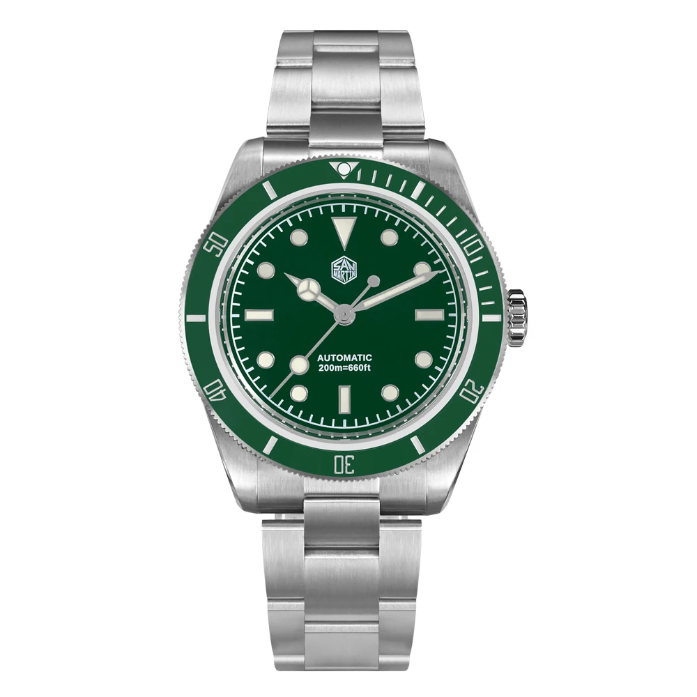 San Martin Vintage 38 mm 6200 Taucheruhr, neu, verbessert für Herren, luxuriös, NH35, automatisch, mechanisch, Saphirglas, wasserdicht, 200 m
