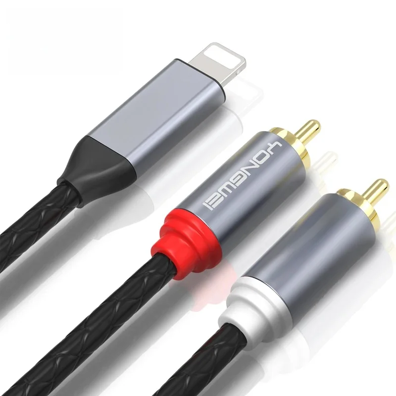 YONGWEI Kabel HIFI Lightning do 2RCA do iPhone'a Wysokiej klasy złocenie OFC Wzmacniacz do telefonu komórkowego Połącz do kabla RCA — zdjęcie produktu 7
