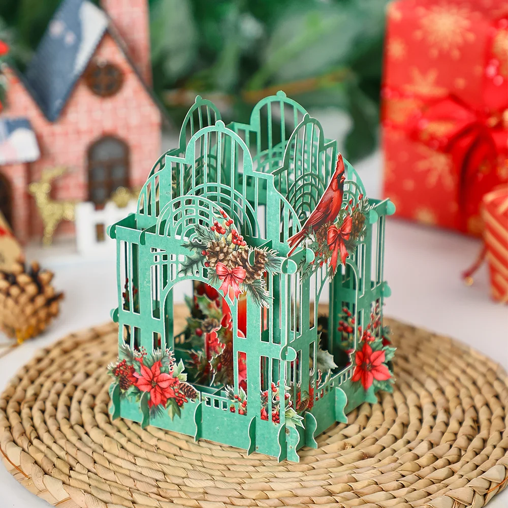 Christmas Poinsettia 3D Box Cardinalis Cardinalis Xmas Decoration Exquisite Holiday Supplies Gifts For Friends Lovers Parents