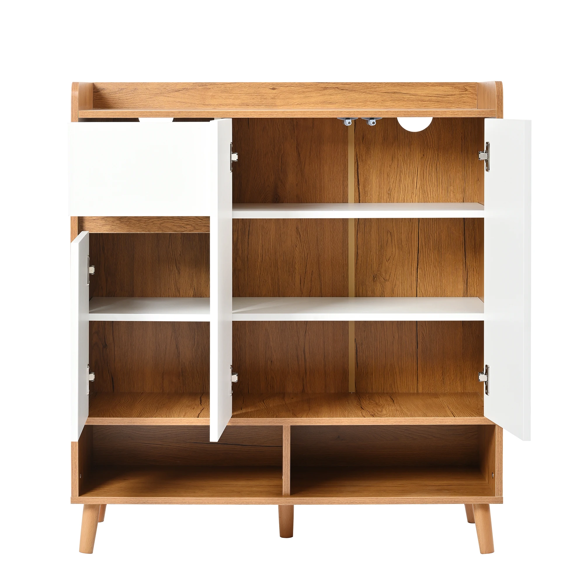 خزانة ملابس، بوفيه، أثاث أحذية مع أرفف قابلة للتعديل، أقدام خشبية صلبة، ارتفاع 99 سم × طول 90 سم × عمق 35 سم