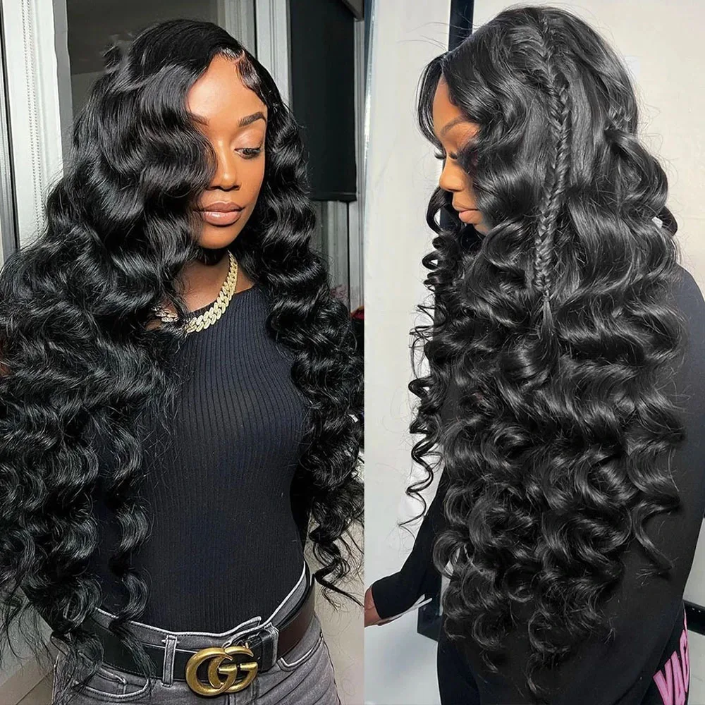 HD 13x6 Loose Nature Wave Lace Front Human Hair Wigs 250% Transparent 30 40 Inch 13x4 Full Deep Water Wave Lace Frontal Wigs - view 6