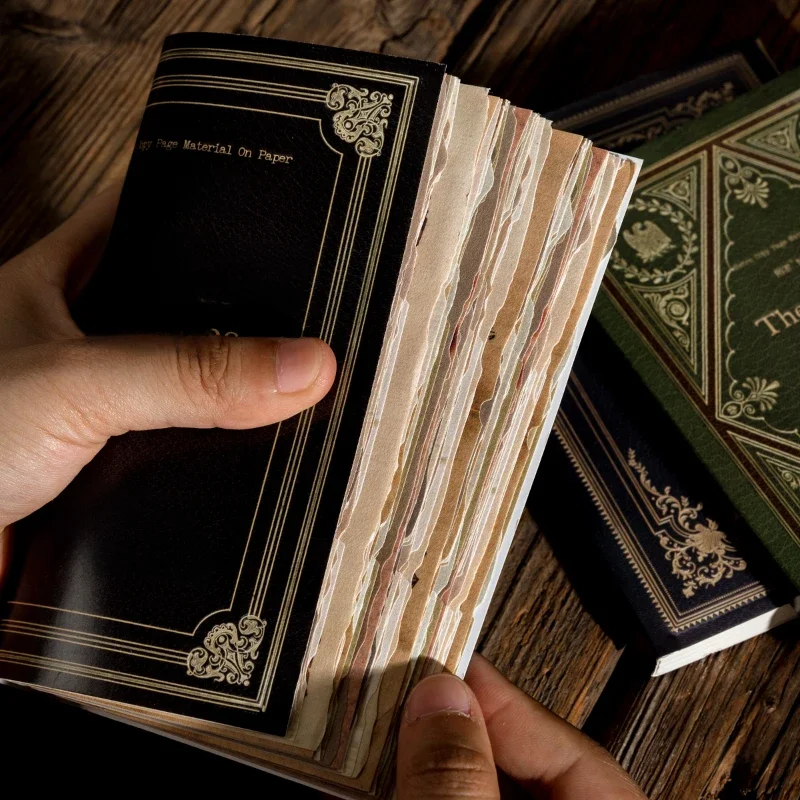 60 szt Retro ślady książka strona materiał papier seria rozdarty stare strony książki tekst rośliny stare gazeta materiał dekoracyjny papier — zdjęcie 2