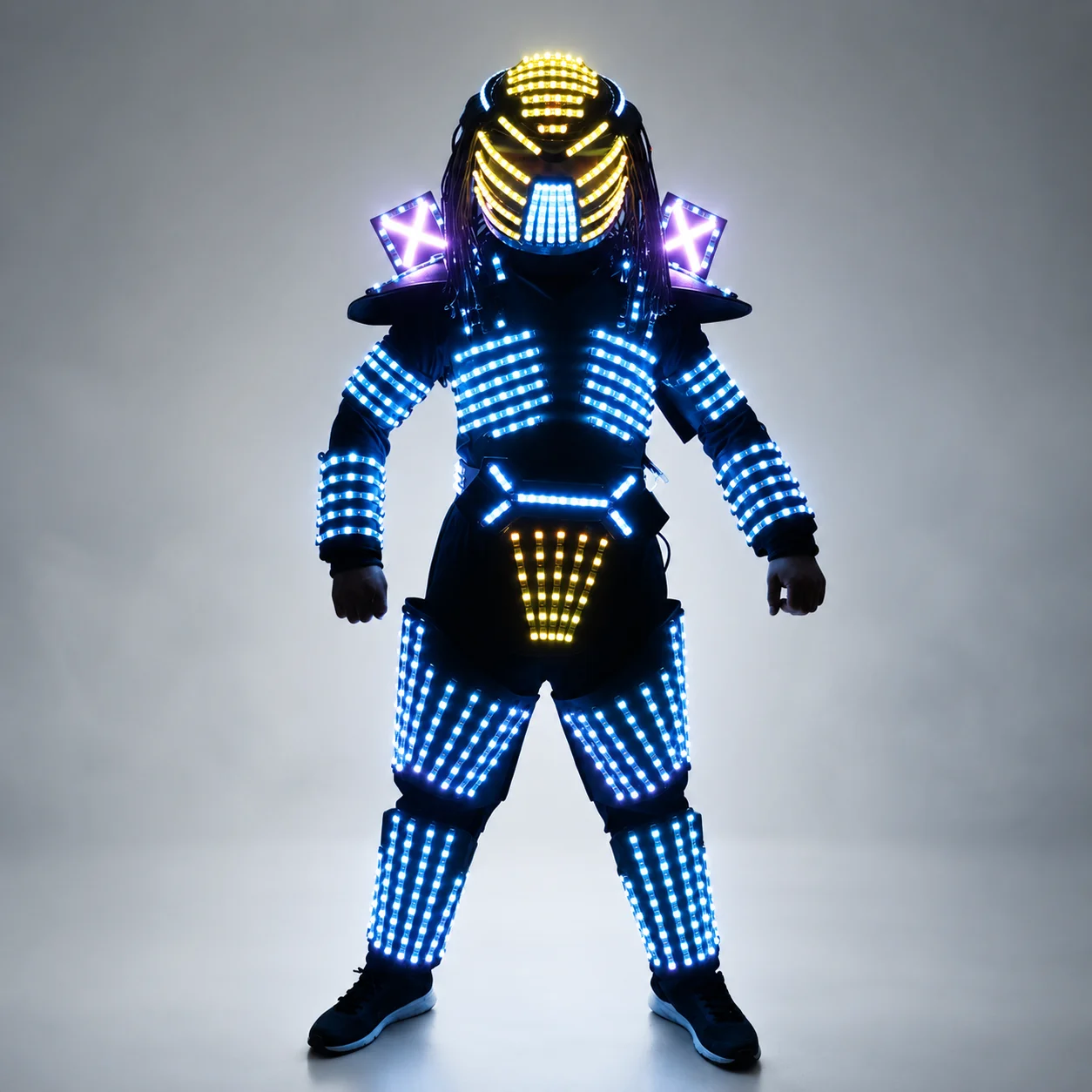 LED Robot Costumes Clothes LED Lights Luminous Stage Dance Performance Show Dress for Night Club