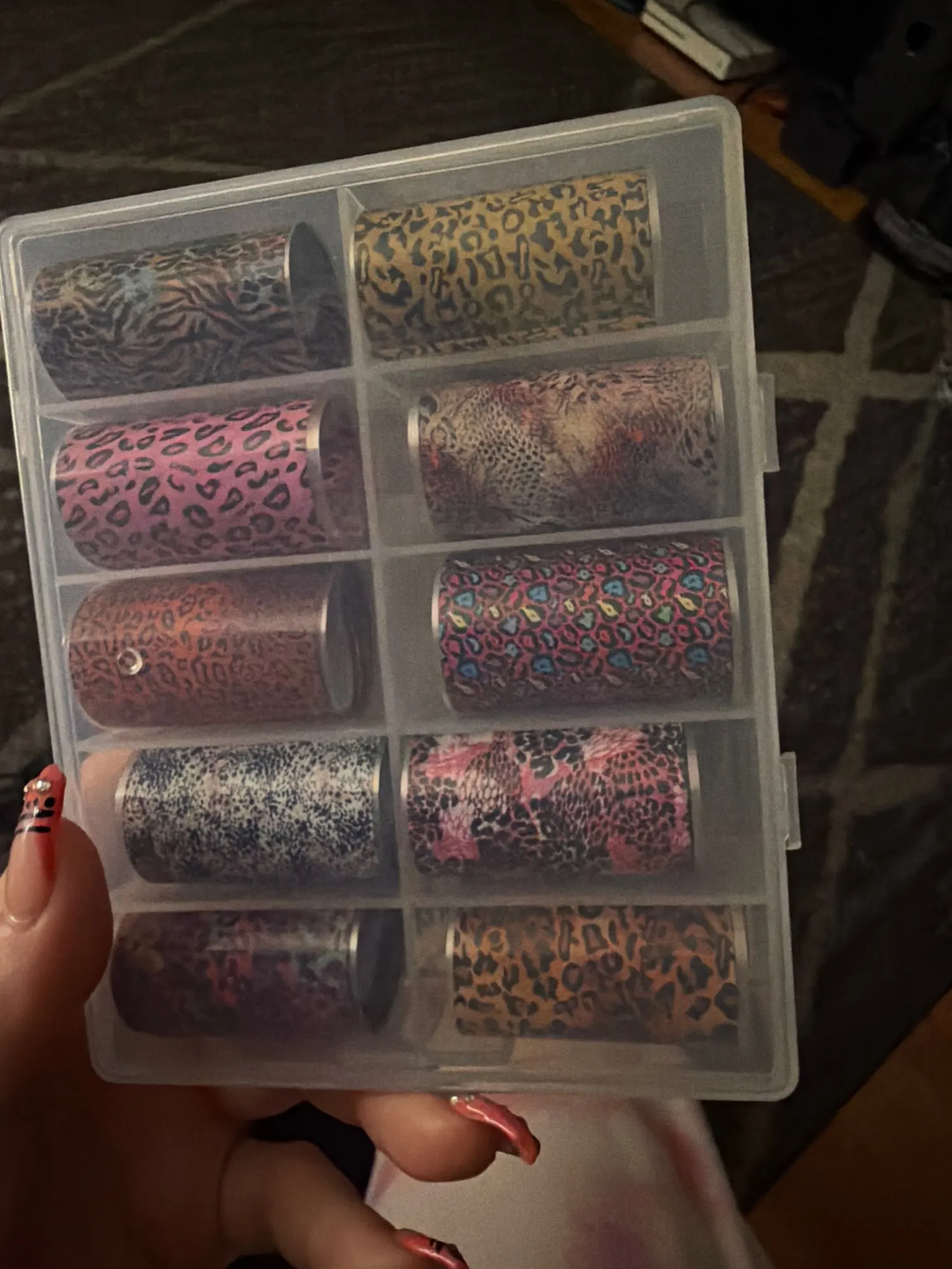 10Rolls 4*50cm Sexy Leopard Print Nail Foil Transfer Stickers Wild Animal Skin Decals Y2K Hot Girl Leopard Nail Art Decorations photo review