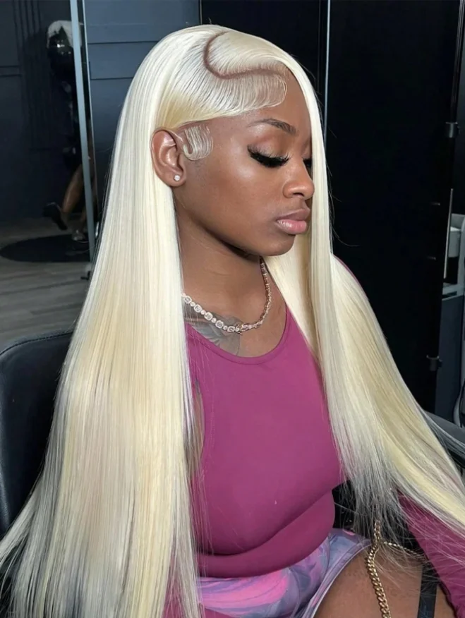 

Парик из натуральных волос плотностью 200%, блонд 613, с кружевной передней частью 13x4, прямой, из бразильских волос, для женщин