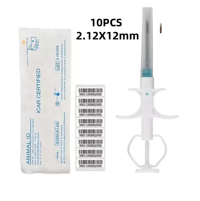 

10 шт. 2,12x12 мм микрочипы для домашних животных 134,2 кГц ID регистрация FDX-B для собак, кошек, свиней