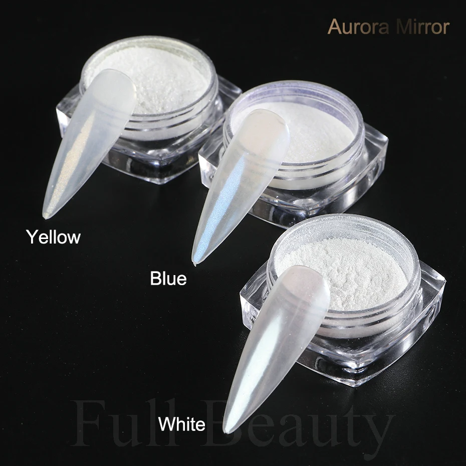 Mirror Nail Powder Pigment Pearl White Rubbing on Nail Art Glitter Dust Chrome Aurora Blue Manicure Holographic Decorations TRZY