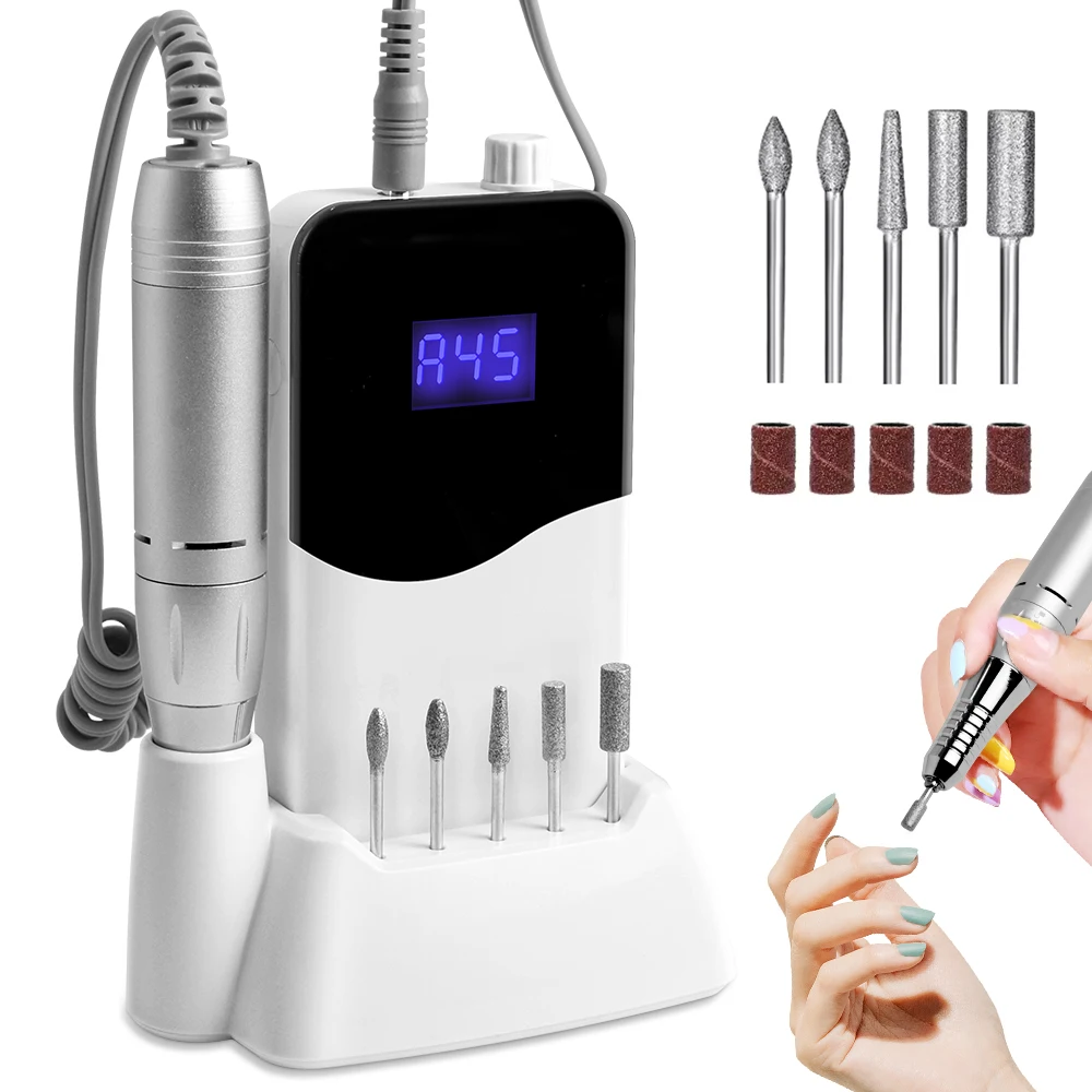 Perceuse à ongles électrique aste portable, ponceuse à ongles, écran LCD HD, polisseuse à ongles professionnelle pour manucure, 45000 tr/min